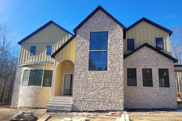 ivory buff rubble with gray joint